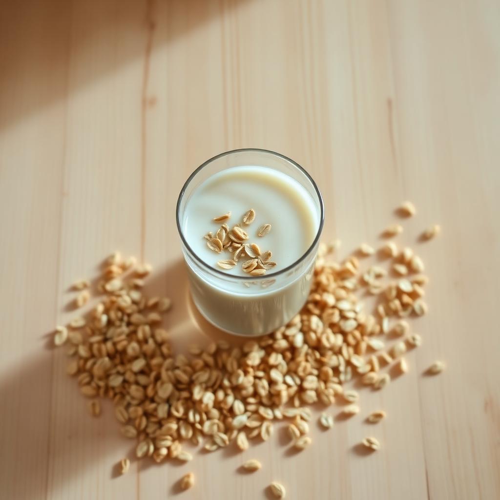 Glass of oat milk with oats