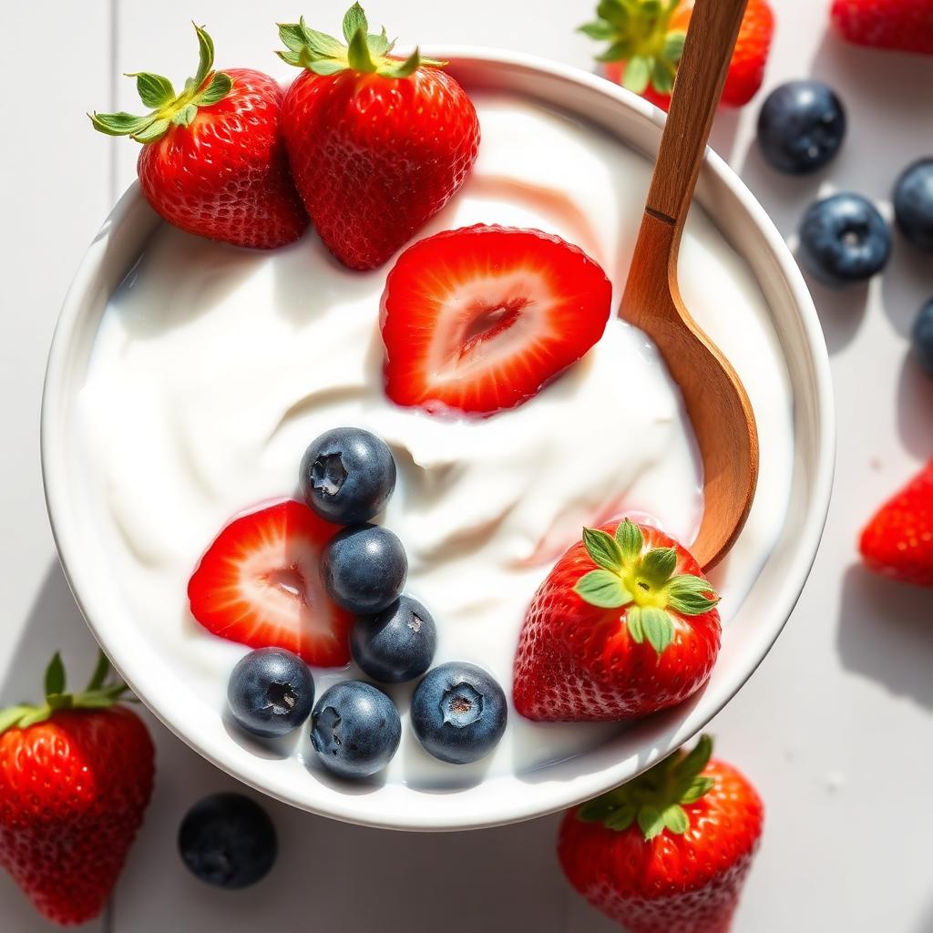 Bowl of lactose-free yogurt with berries