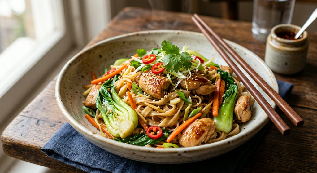 Rice Noodle Chicken Stir-Fry