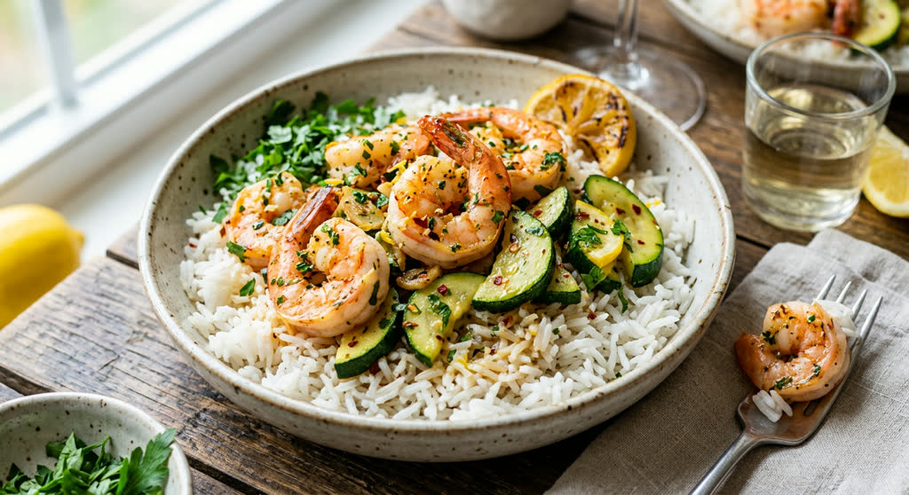 Lemon Shrimp Rice Bowl