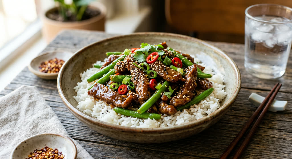 Ginger Beef & Rice Bowl
