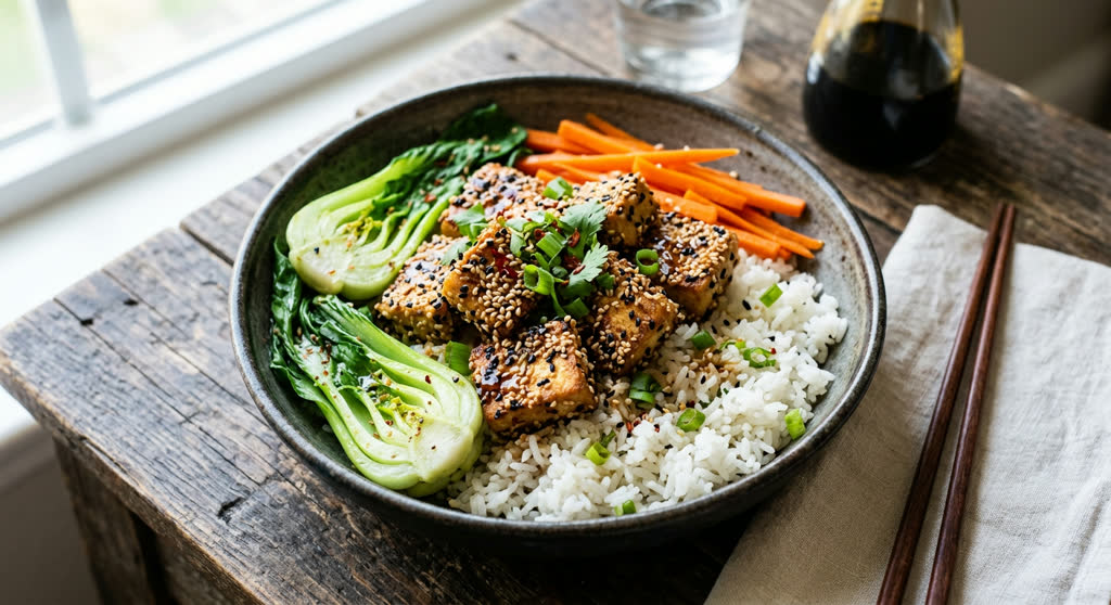 Sesame Tofu Rice Bowl