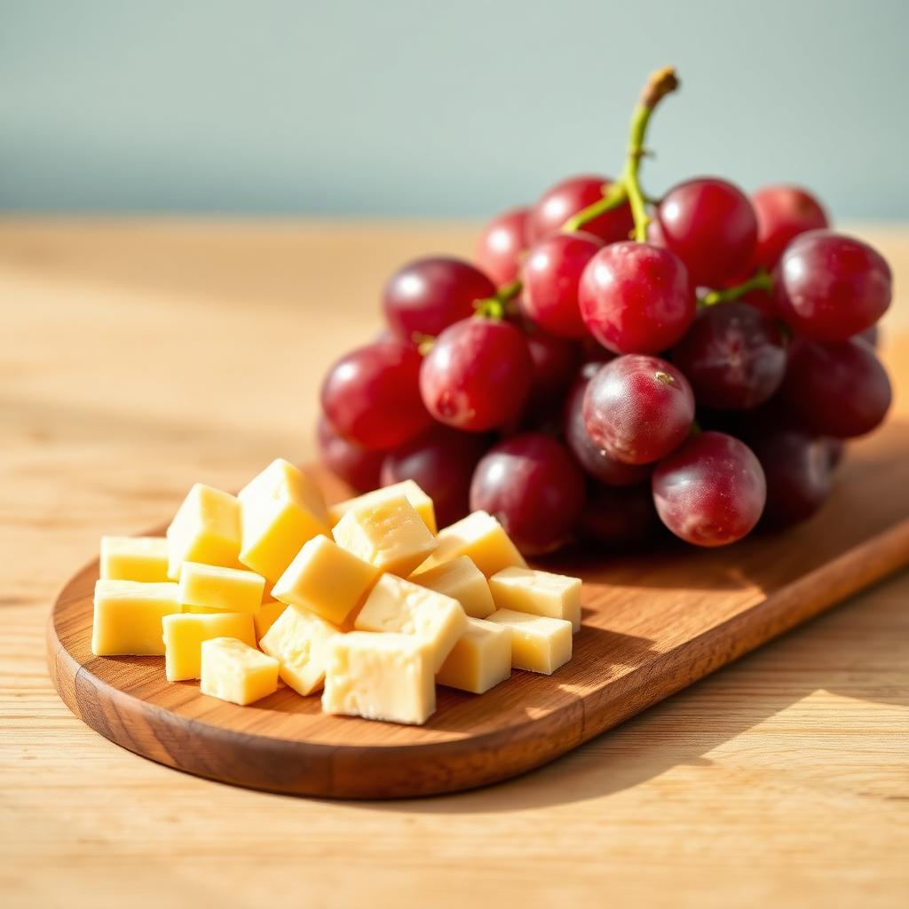 Cheddar Cheese Cubes & Red Grapes