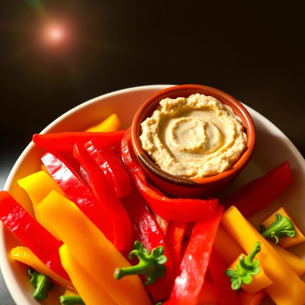 Bell Pepper Strips with Hummus