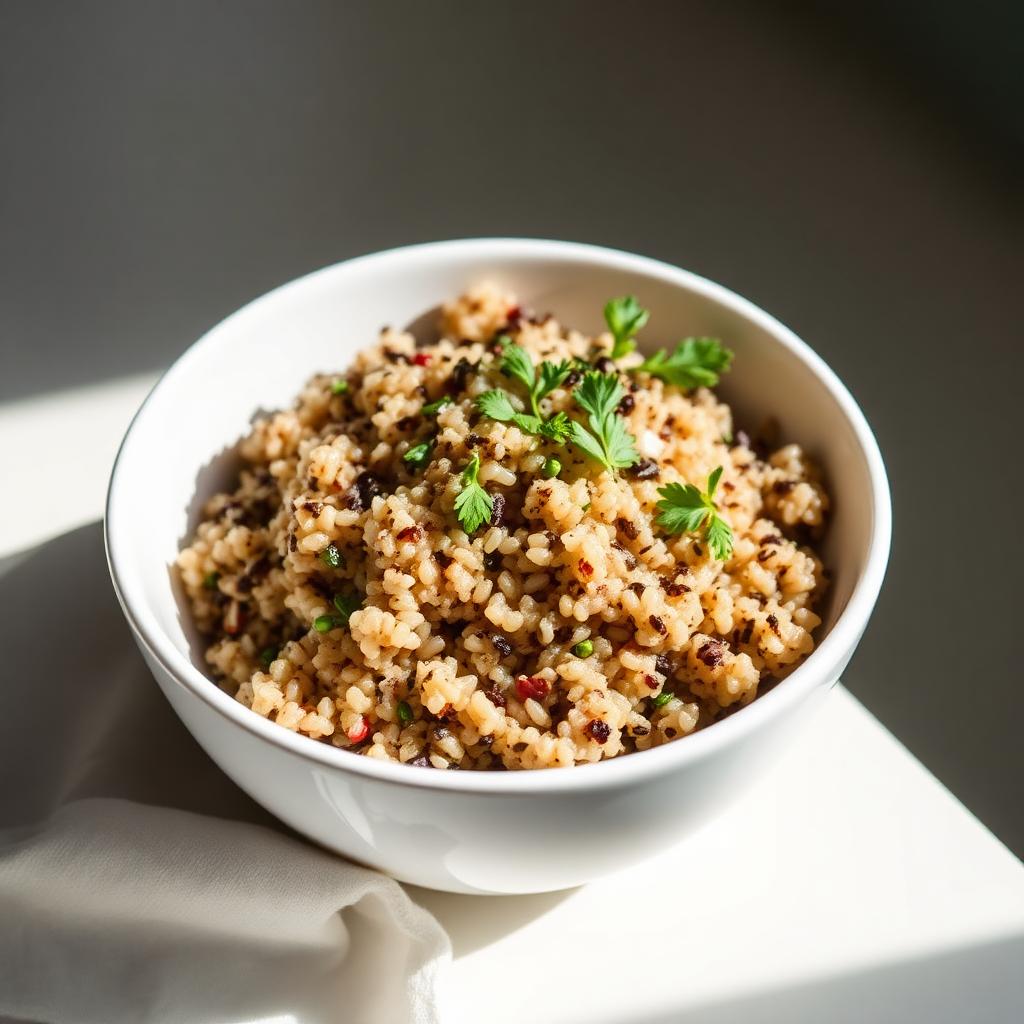 Cooked quinoa in a bowl