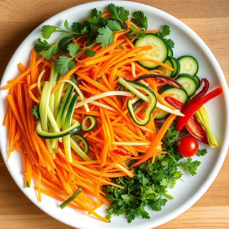 Julienned vegetables for rice paper rolls