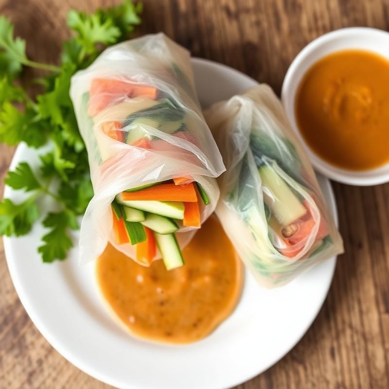 Low FODMAP Peanut Rice Paper Rolls with Dipping Sauce