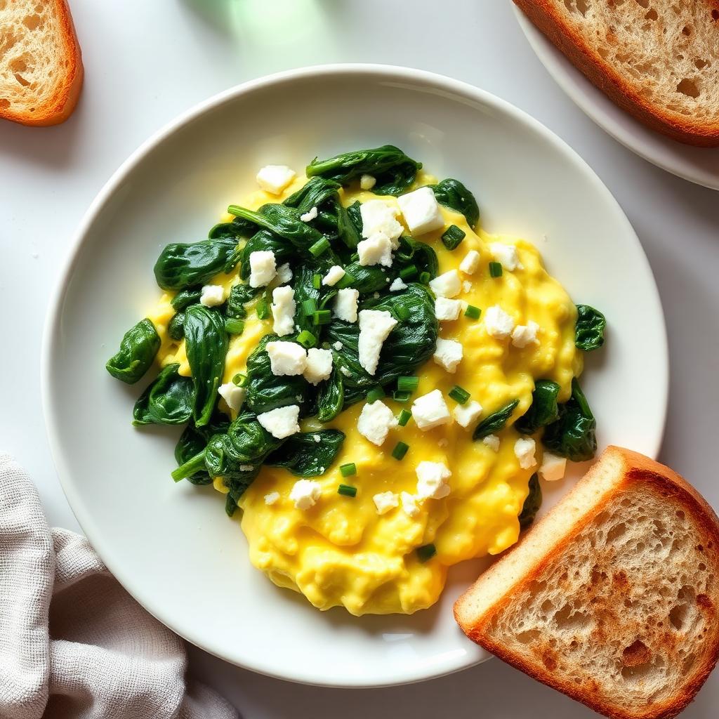 Low FODMAP Spinach and Feta Scrambled Eggs — High-Protein IBS-Friendly Breakfast